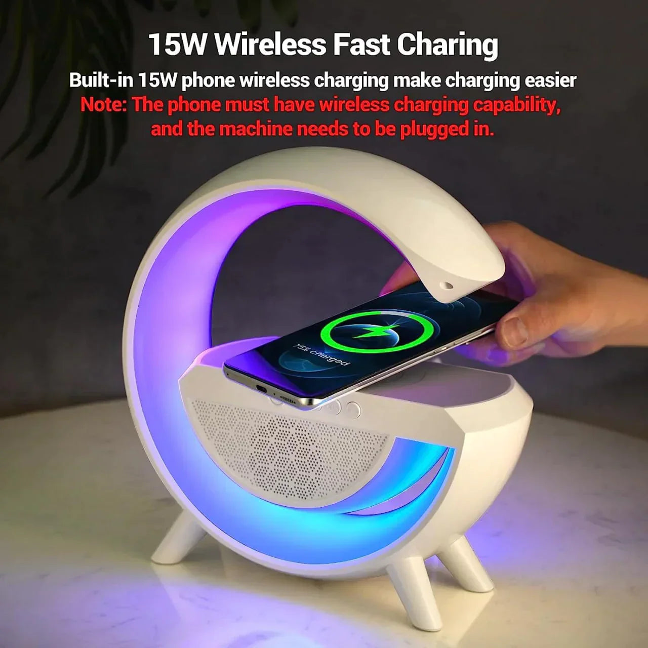 G-SHAPE LED WIRELESS CHARGING SPEAKER LAMP - Sab Kharedo