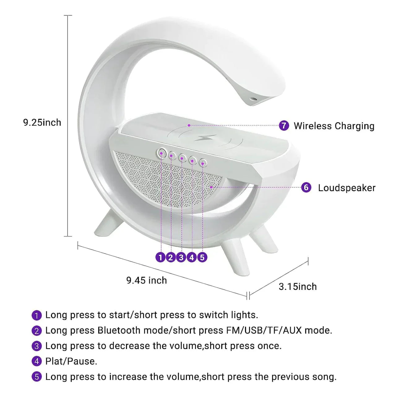 G-SHAPE LED WIRELESS CHARGING SPEAKER LAMP - Sab Kharedo