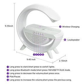 G-SHAPE LED WIRELESS CHARGING SPEAKER LAMP - Sab Kharedo