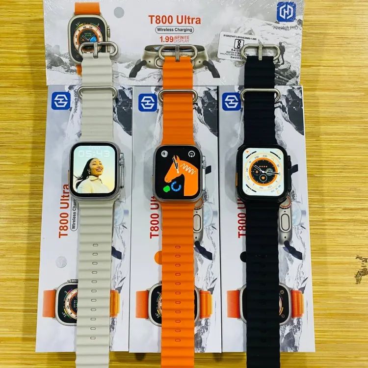 T800 Ultra Smart Watch  5.0 Best Battery Timing LCD 1.99" Strap: Ocean Strap Charging Mode - Sab Kharedo