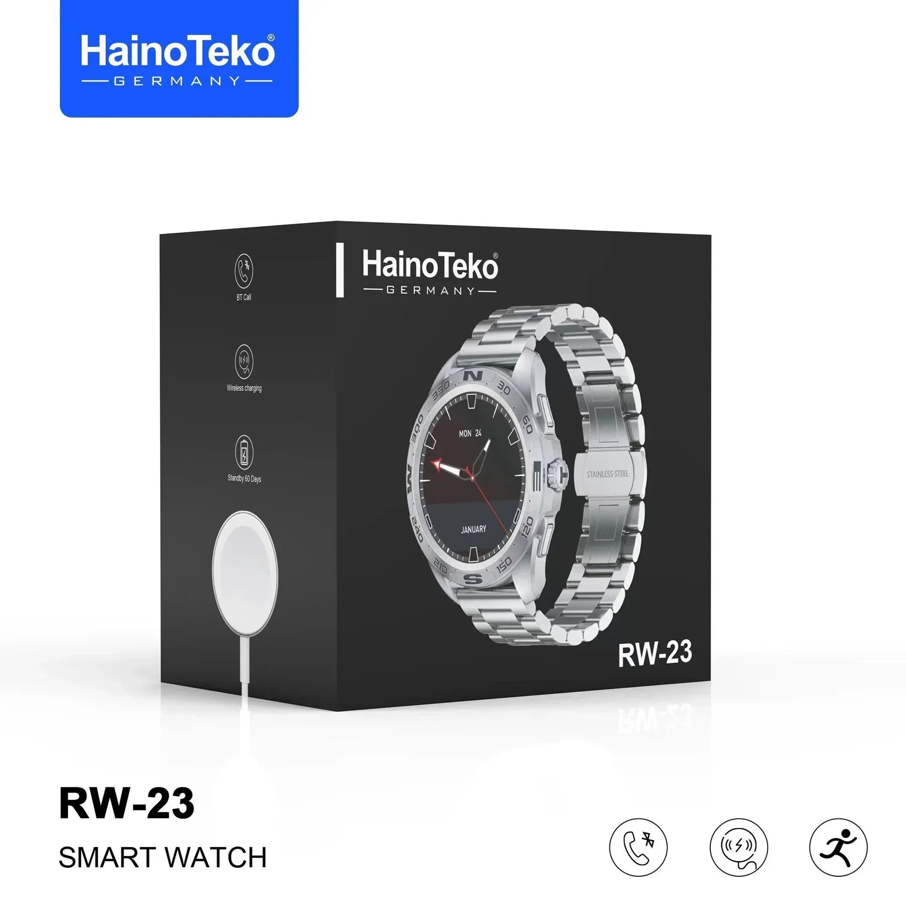 HAINO TEKO RW 23 STAINLESS STEEL SMARTWATCH - Sab Kharedo